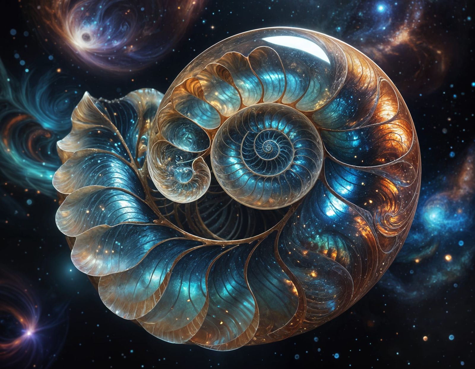 Ethereal Nautilus in Cosmic Fractal Harmony