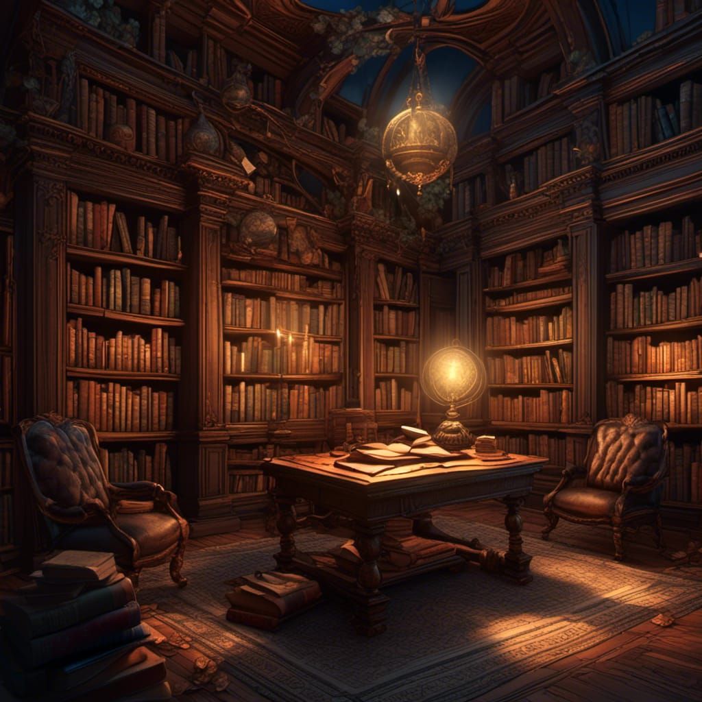 Mouse in a Library: Detailed Matte Painting