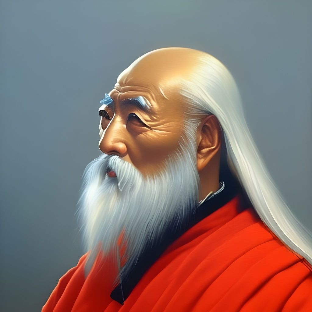 Lao Tzu Offering Wise Advice as Oil Painting