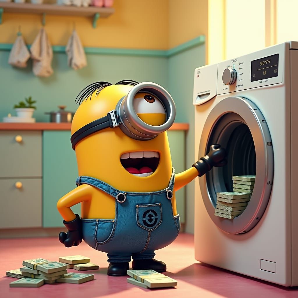 Minion Laundering Money: A Digital Painting