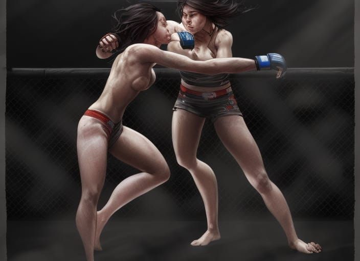Dynamic MMA Fight Portrait in Digital Art Style
