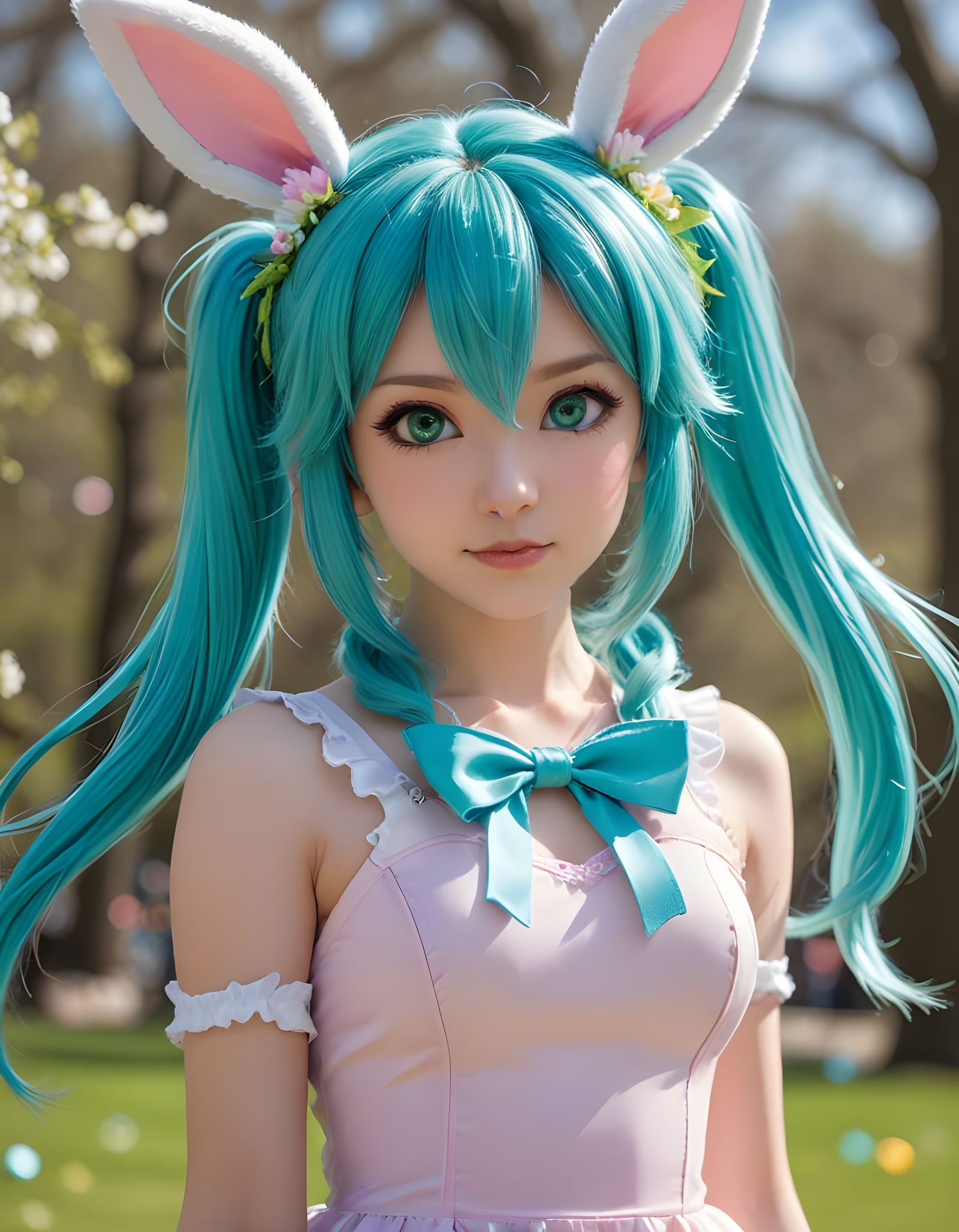 Vibrant Chibi Idol Miku Celebrates Easter
