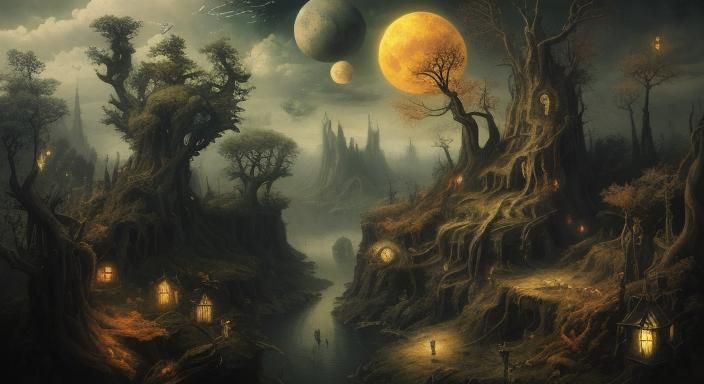 Surreal Dreamscape with Melting Clocks and Eerie Sky