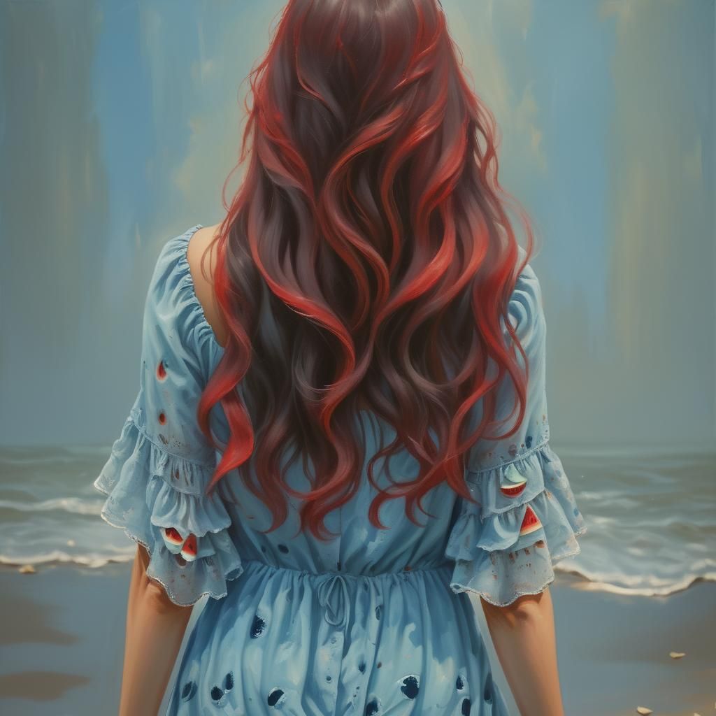 Surreal Watermelon Dreamscape in Vibrant Oil Painting Style