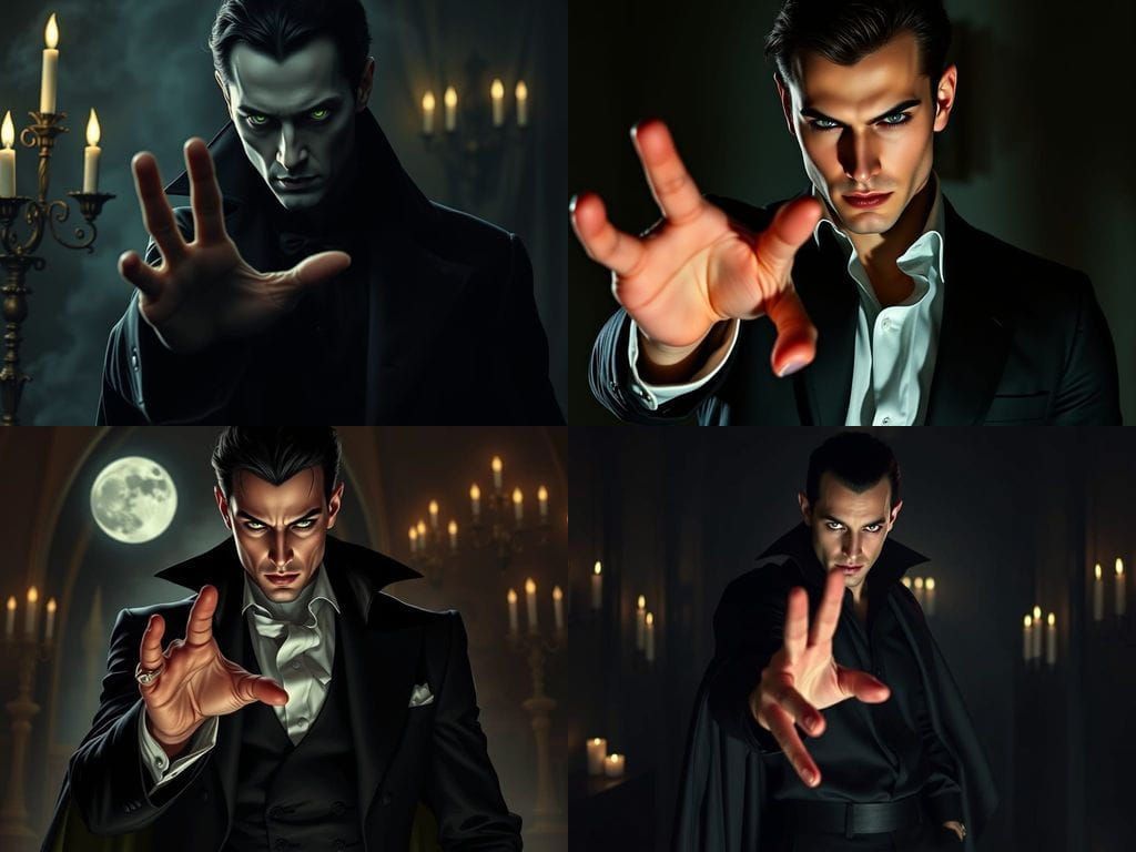 Mysterious Male Vampire with Hypnotic Green Eyes