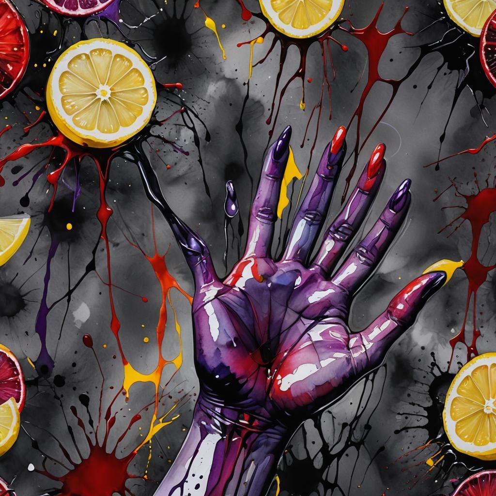Eerie Surrealism: Giant Hand Reaching for Lemon Slice