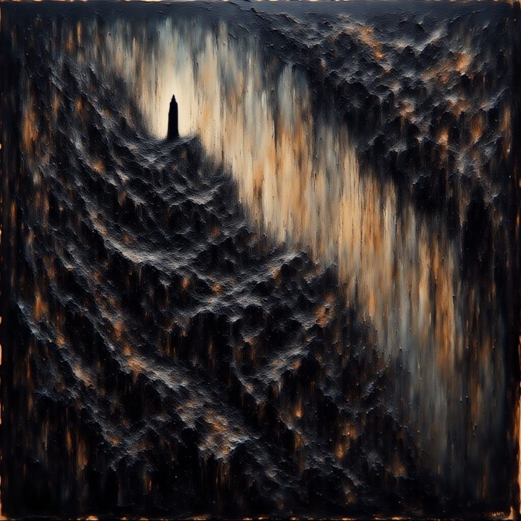 Macabre Oil Painting: Old Man and Grim Reaper