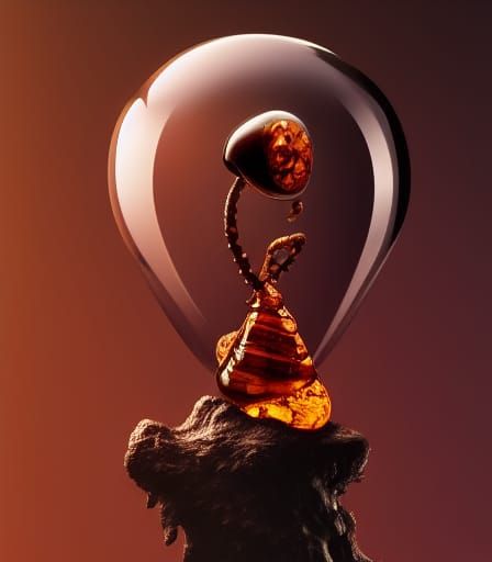 Alien Tick Encased in Amber: Hyperrealistic Photo