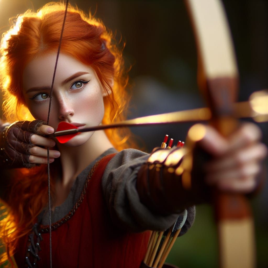 Celtic Archer Focuses Before the Shot