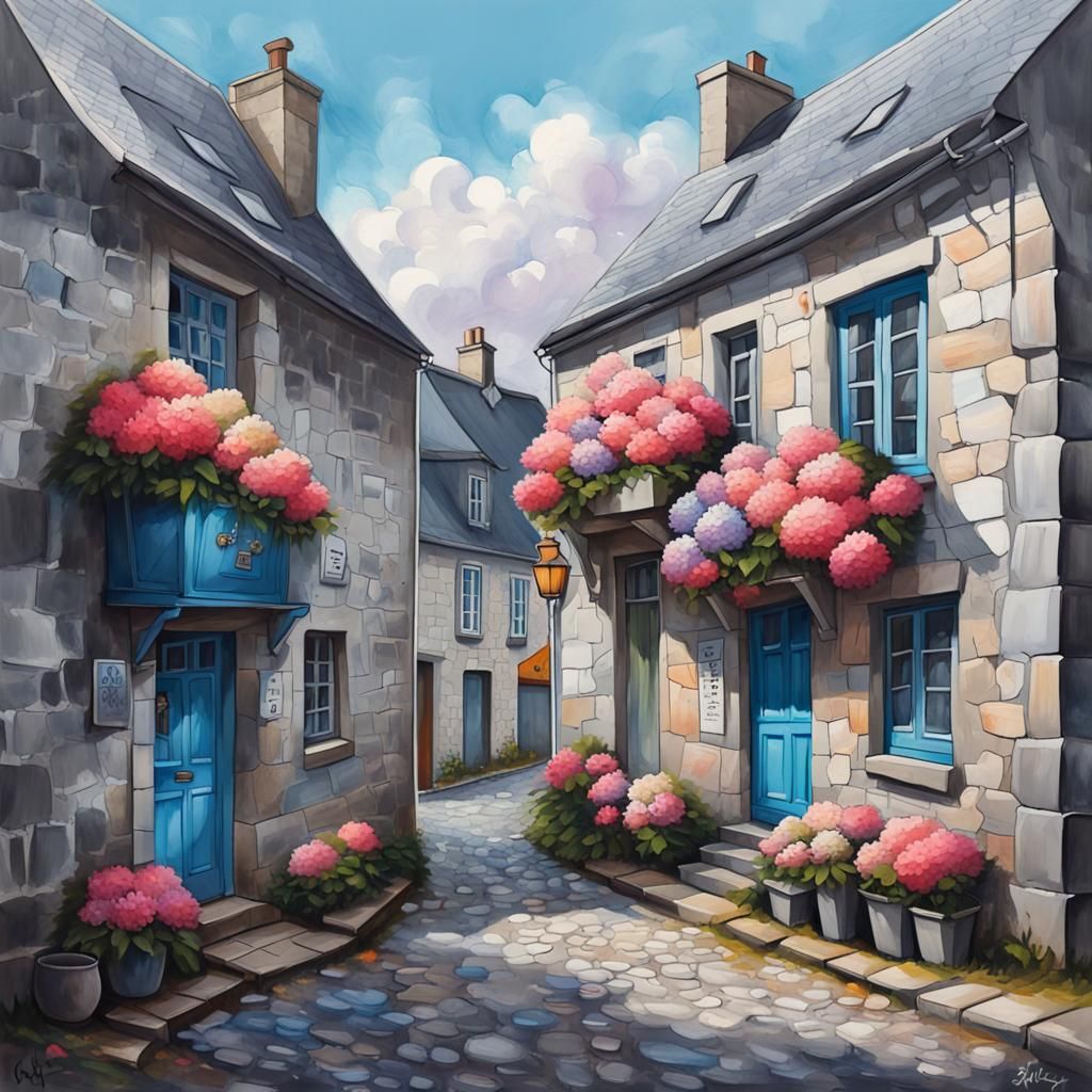 Breton Village: Granite Houses in Colorful Graffiti Art