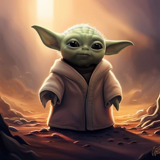 Grogu from Star Wars in Hyperrealistic Style