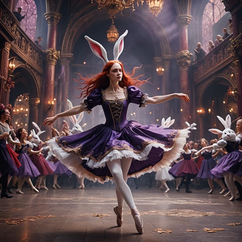 Dreamlike Ballet Dancer with Rabbit Ears