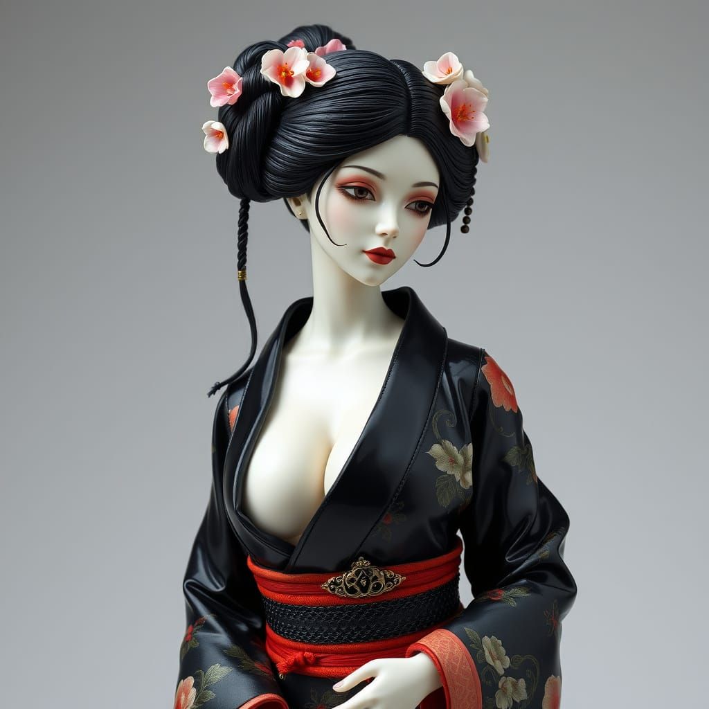 Elegant Surreal Woman with Lacquer Body