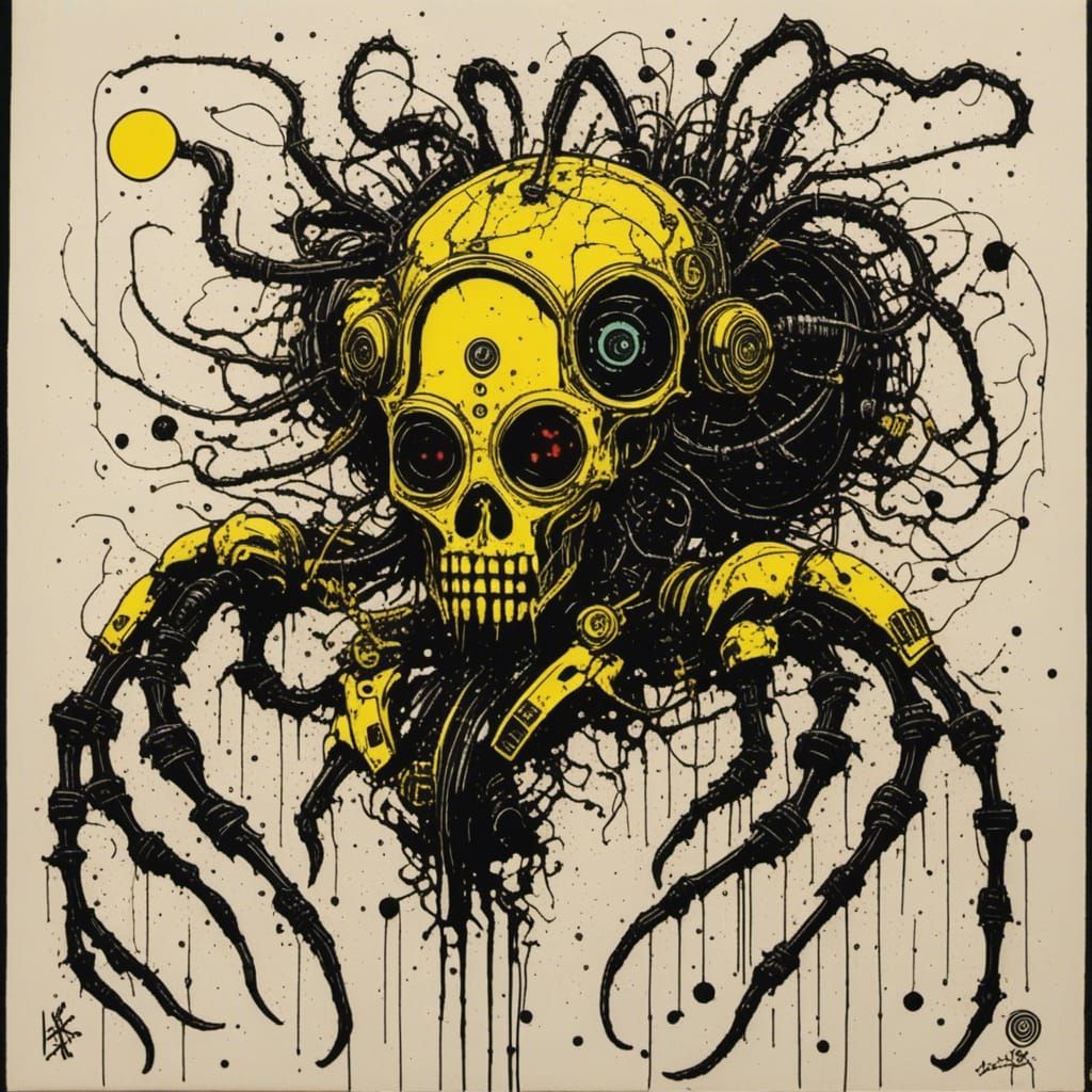 Steampunk Robot in Twisted Ink Pop Art Style