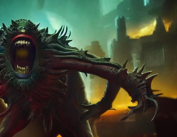 Grotesque Monster Amalgam: Expressionistic Digital Art