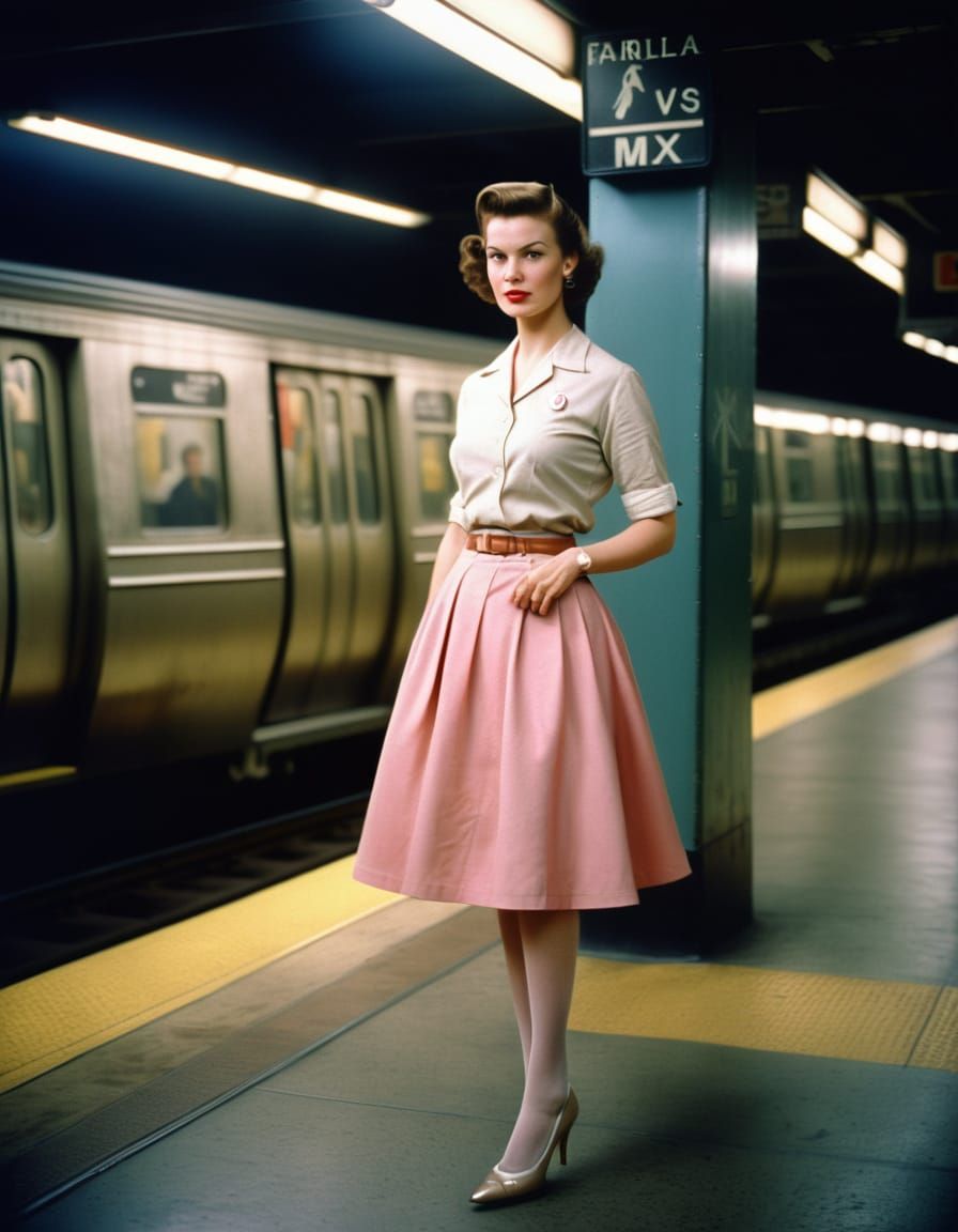 Vintage Ruth Hampton at NYC Metro Station in Technicolor