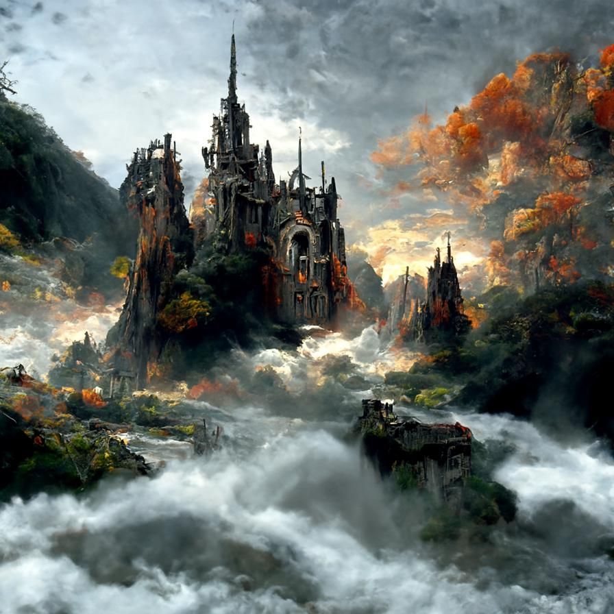 Dark Gothic Fantasy Castle, Digital Matte Painting