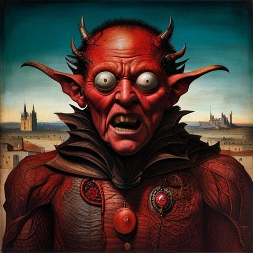 Grotesque Demon Emerges from Shadows in Surreal Horror