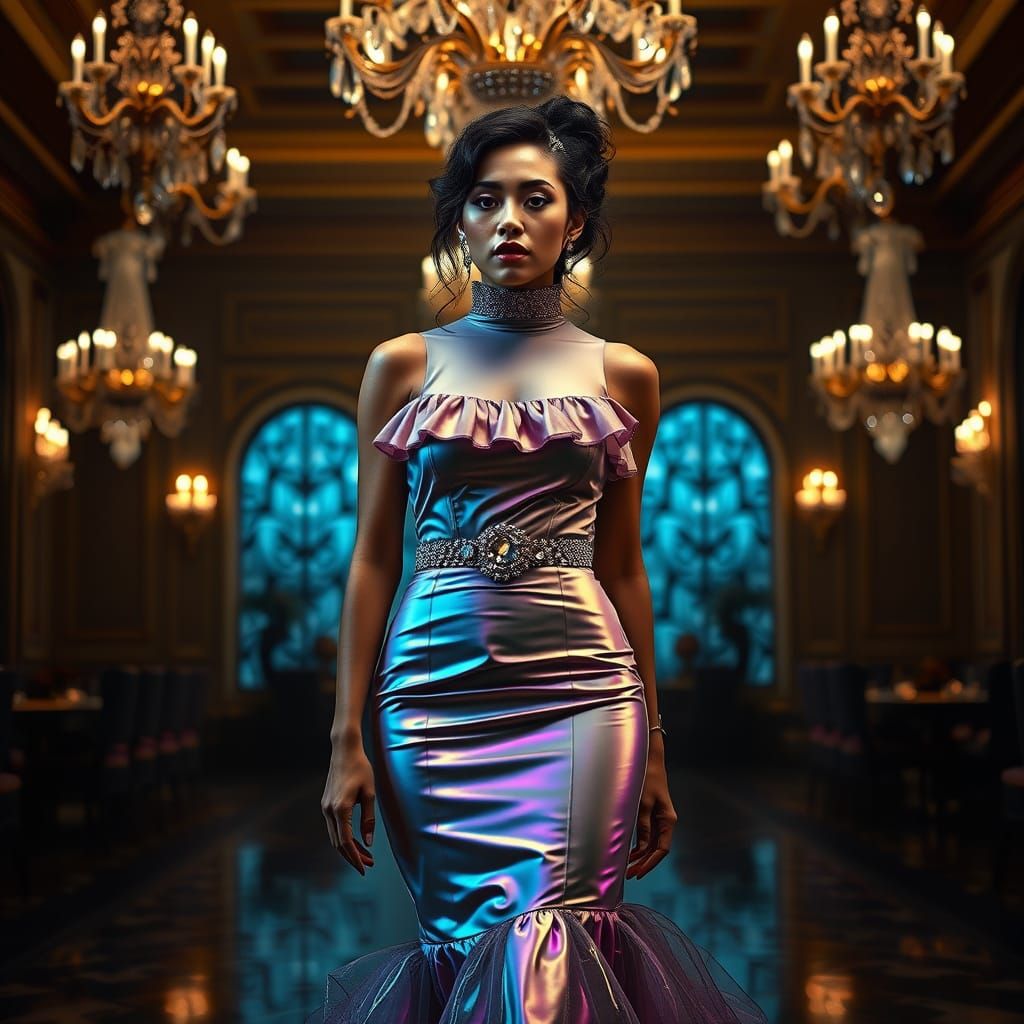 Elegant Woman in Opulent Ballroom Attire