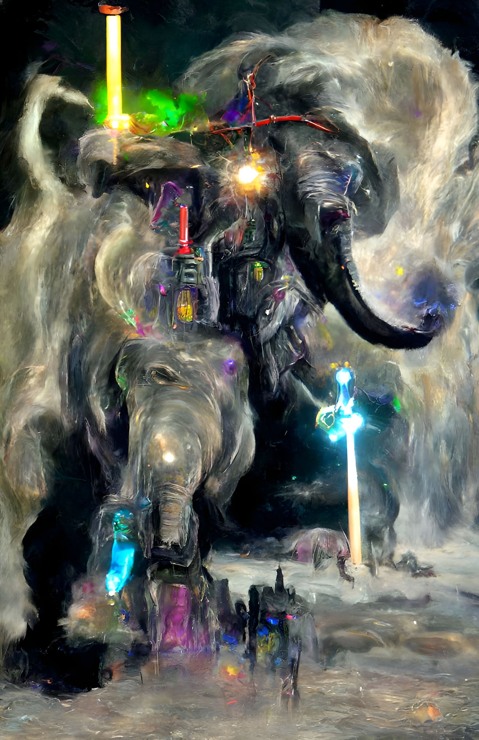 Gigantic Elephant Mech Wielding Astral Energy Staff