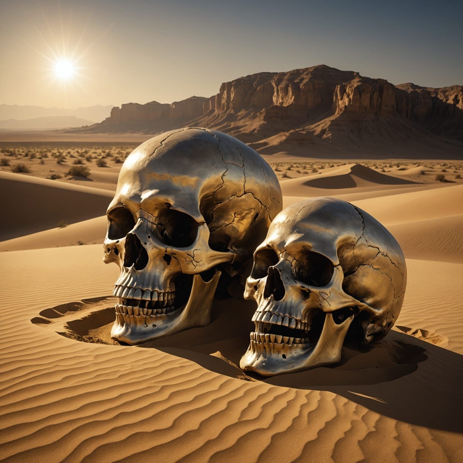 Ghostly Skull Emerges from Desert Sands