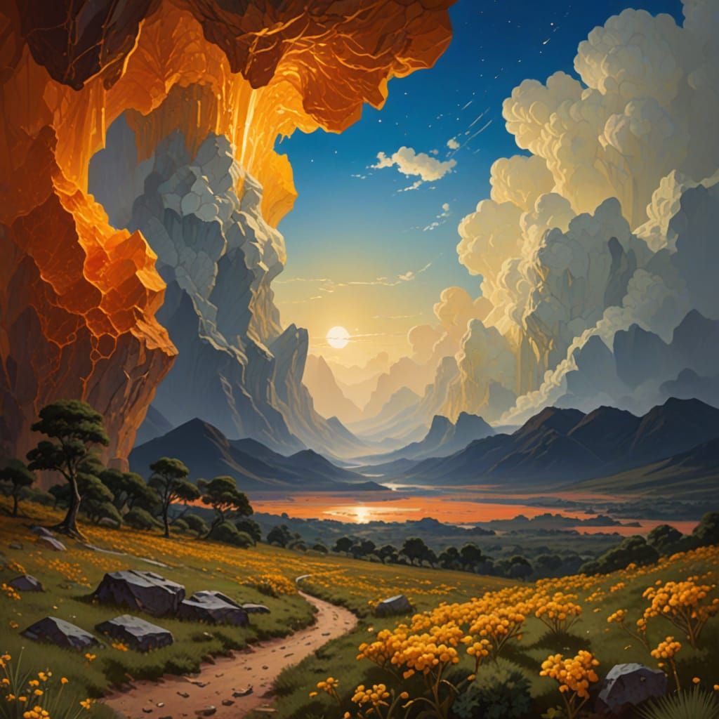 Golden Sulfur Orpiment Landscape