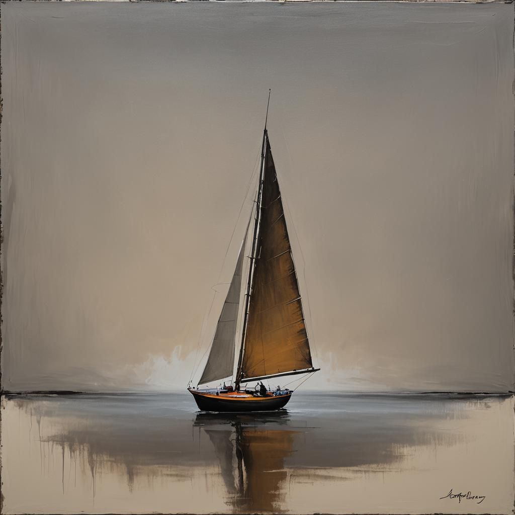 Abstract Sailboat in Rothko-Style Color Field Painting