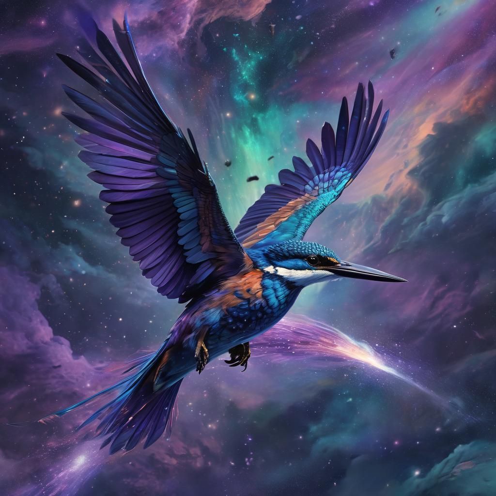Cosmic Kingfisher Diving Toward Ocean Planet