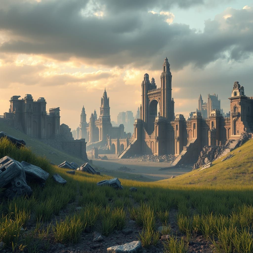 Crumbling City Ruins with Mech Details