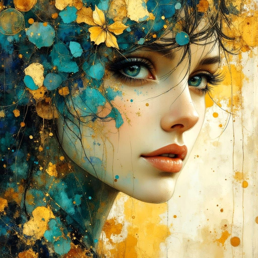 Ethereal Portrait with Hourglass in Earth Tones