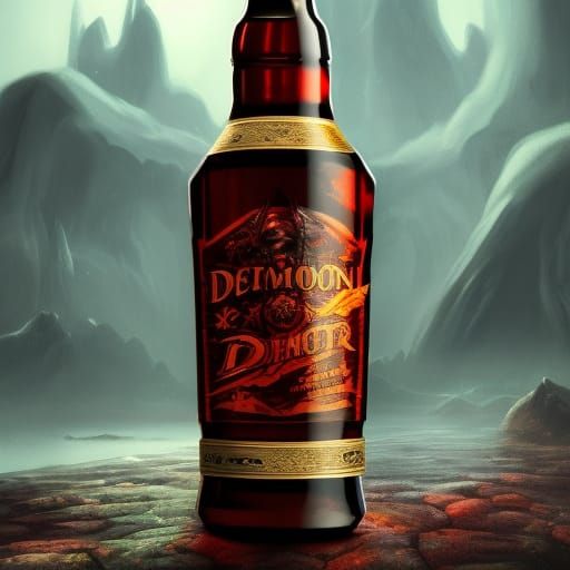 Detailed Demon Scotch Bottle: Matte Painting