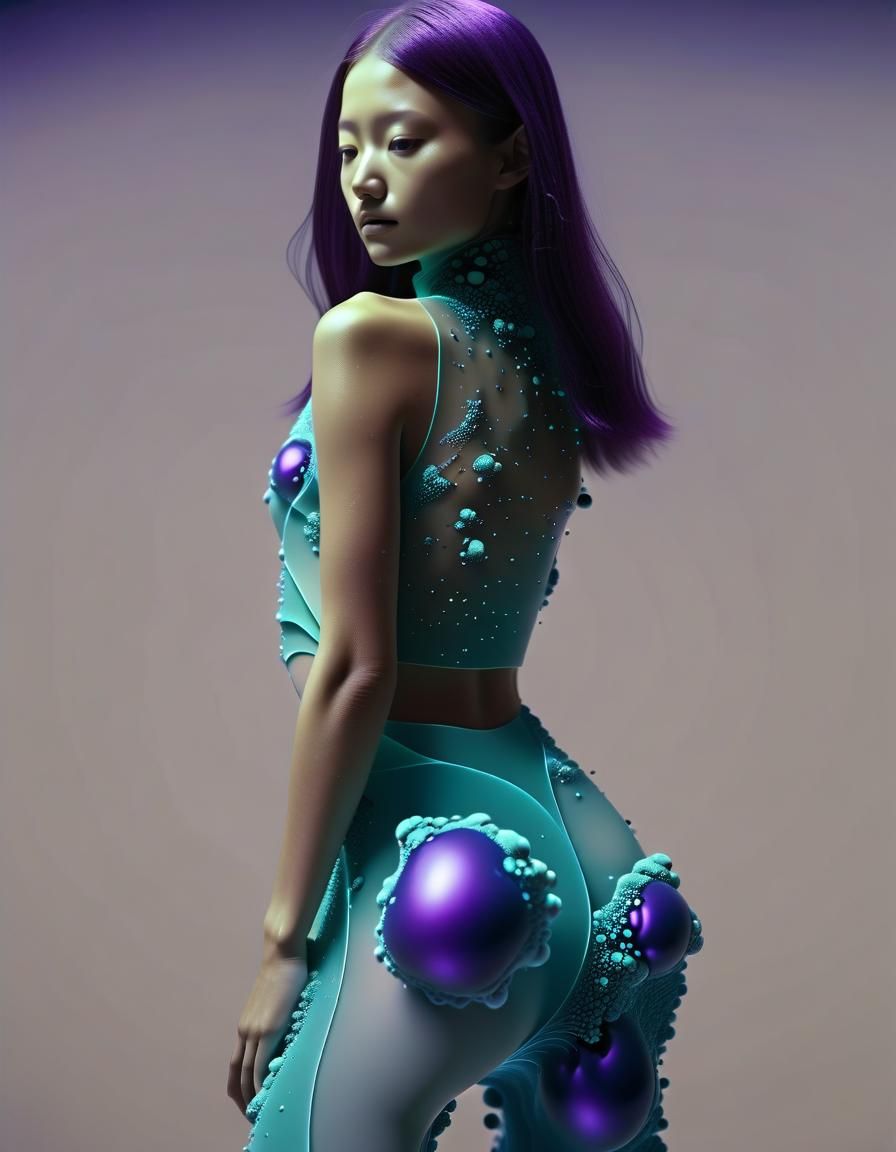 Bright Swirling Tunnel of Microorganisms in Surreal 3D Art