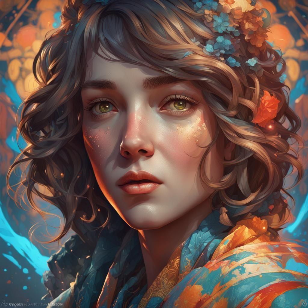 Detailed Portrait in Art Nouveau Style