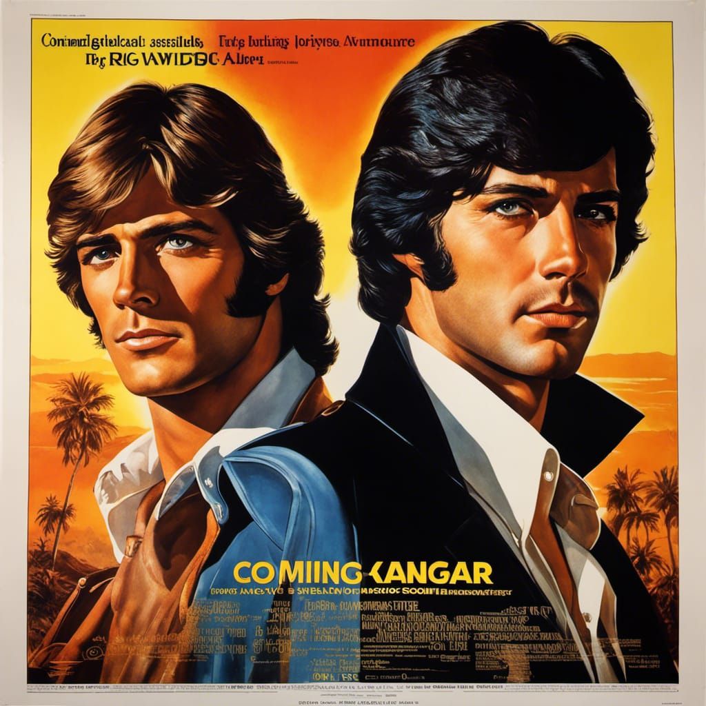 1970s Action Movie Poster Featuring Two Men