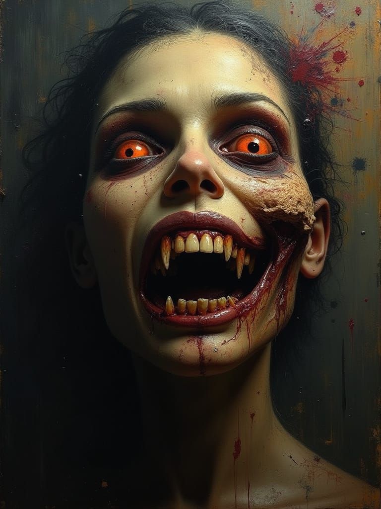 Grotesque Biomechanical Demon in Dark Expressionist Style
