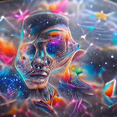 Astral Cosmic Holographic Illustration in Mixed Media