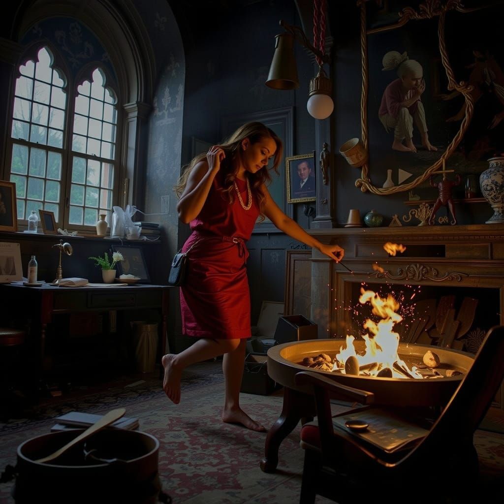 Abstract Swirling Shapes in Deep Reds