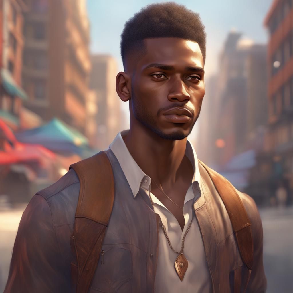 Detailed Portrait of a Young Man in Hyperrealistic Style