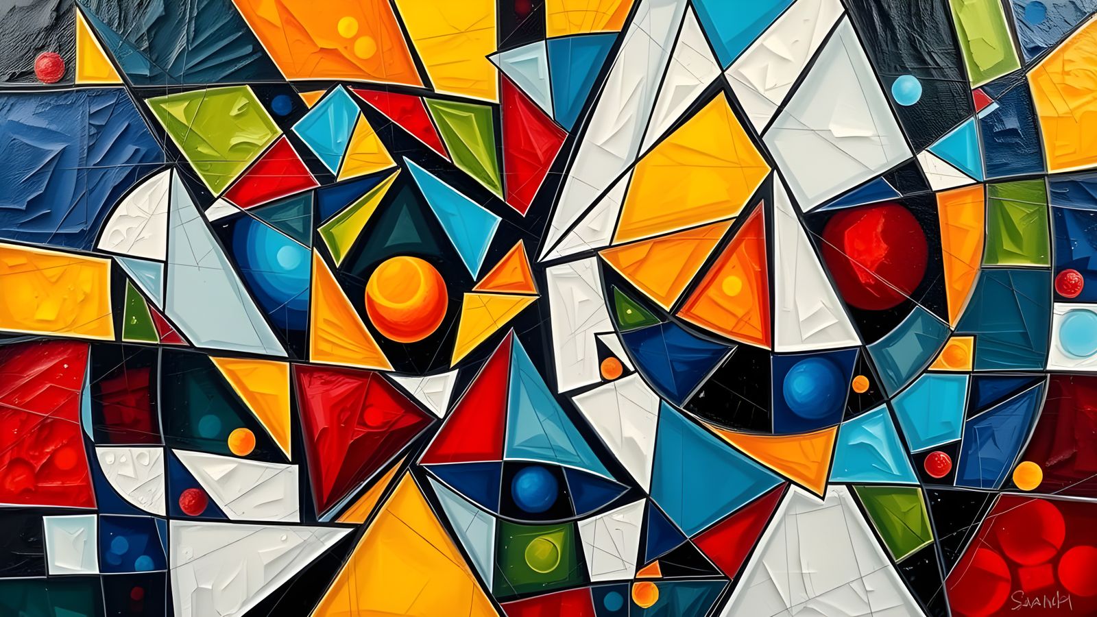 Abstract Cubist Painting of Broken Glass