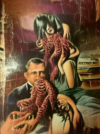 Creepy Horror Pulp Novel Cover with Tentacles