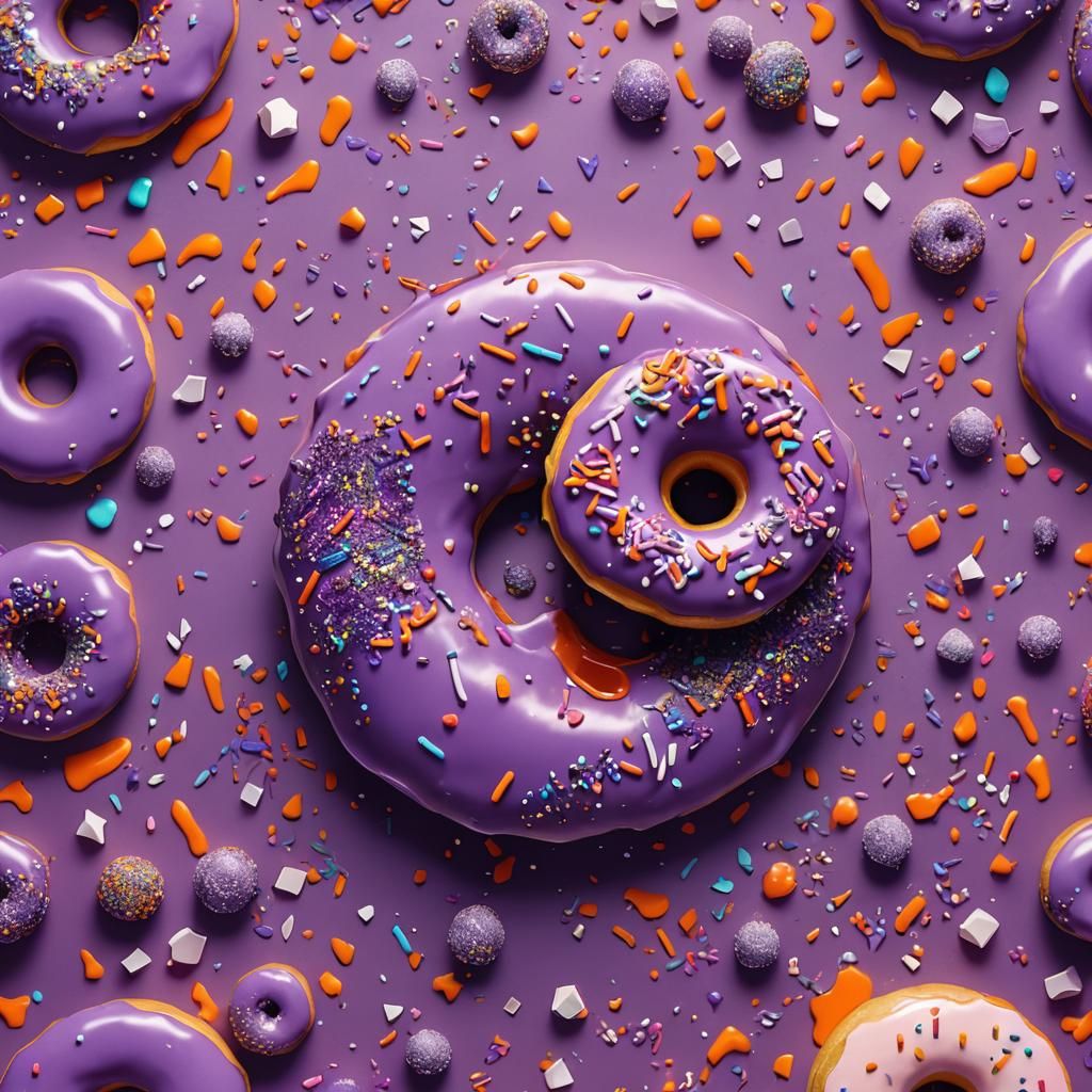 Colorful Sprinkled Donut on Swirling Background