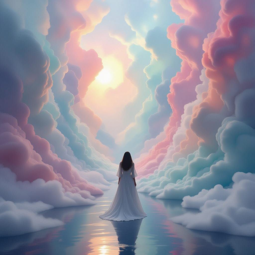 Surreal Dreamscape: Awakening to Walls of Painted Mist