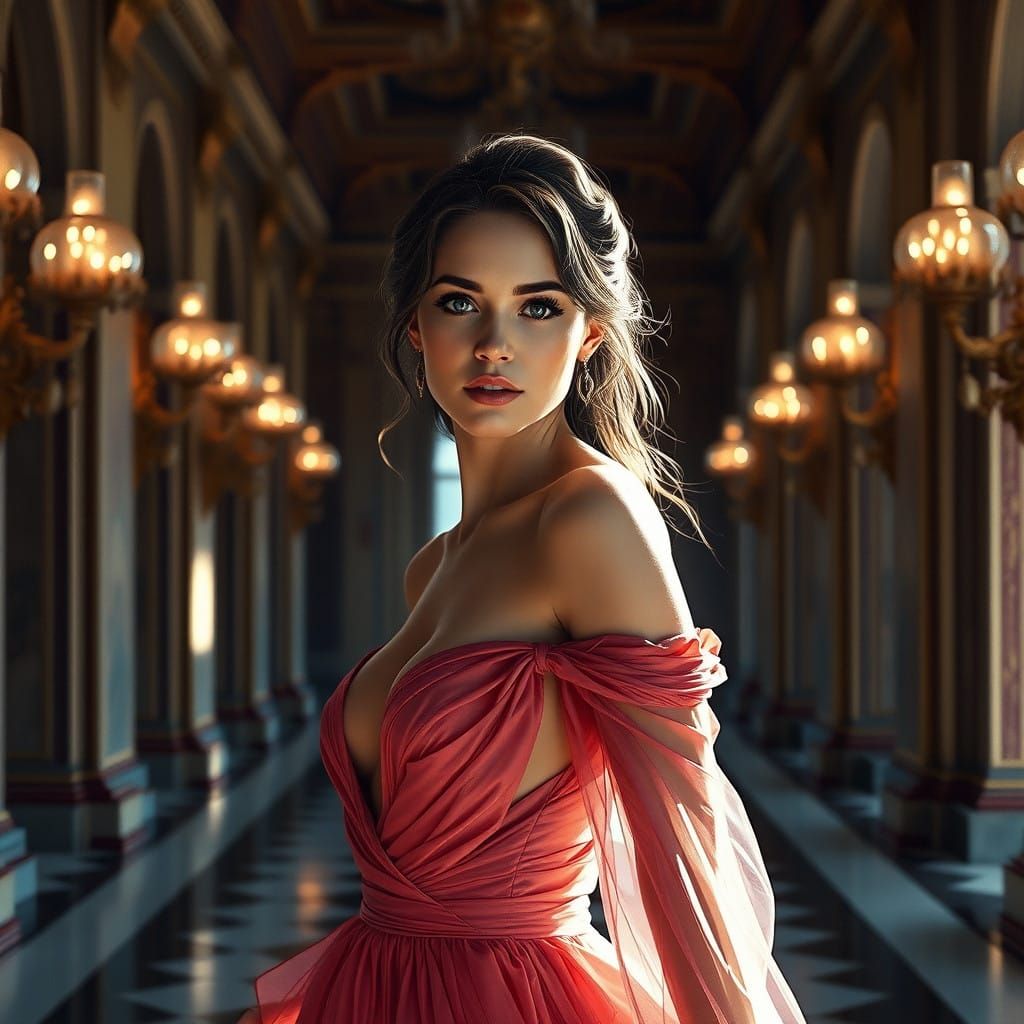 Elegant Portrait of a Woman in a Palace