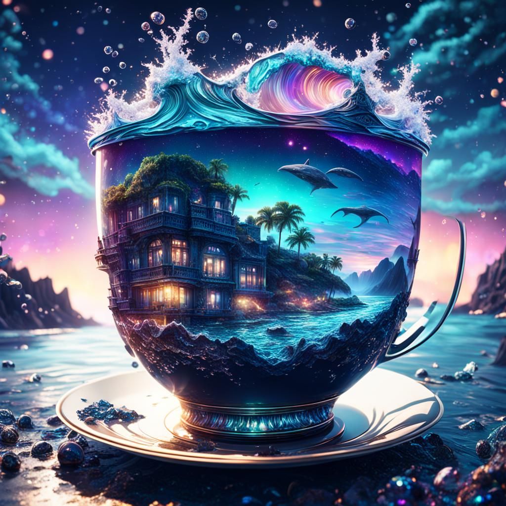 Multichromatic Ocean in a Cup: Digital Matte Painting