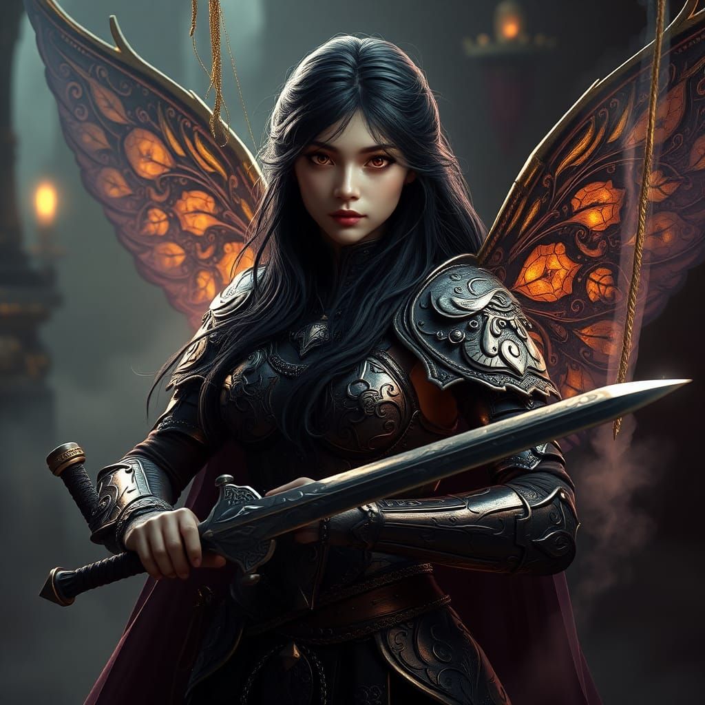 Medieval Fairy Warrior in Gothic Armor