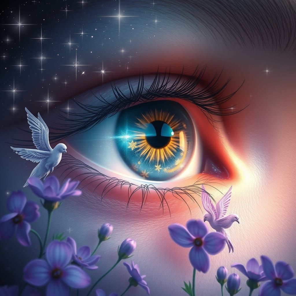 Tearful Eye Reflecting Life and Death: A Futuristic Vision