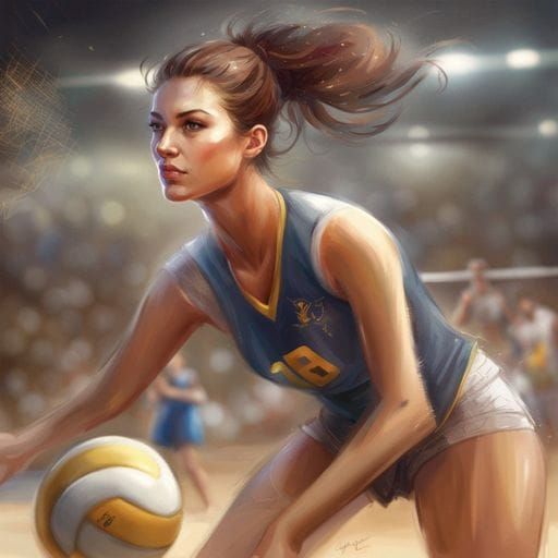 Beautiful Female Volleyball Player in Action