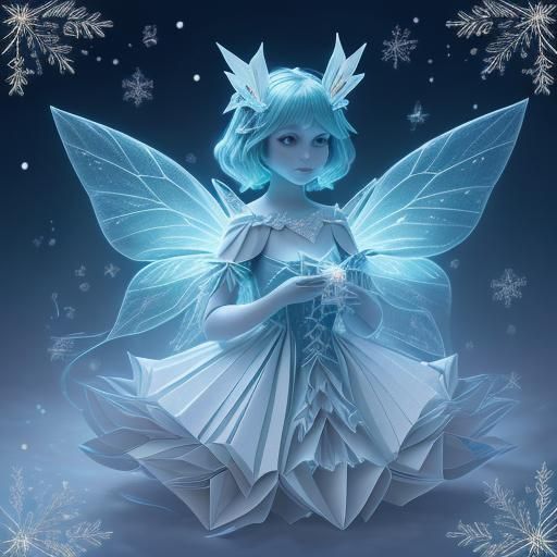 Bioluminescent Christmas Fairy Tale in Origami Style