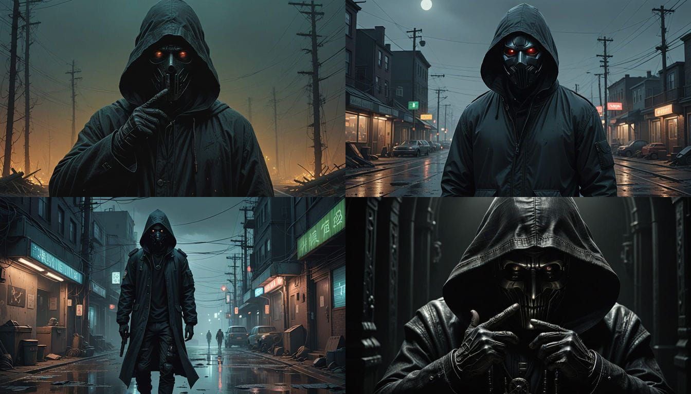 Mysterious Figure in Dark Attire Signals Silence