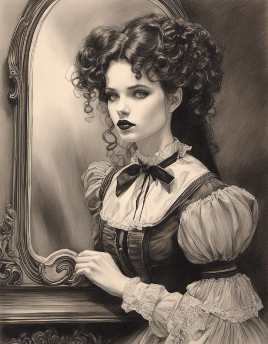 Victorian Vampire Mina Harker in Graphite Pencil